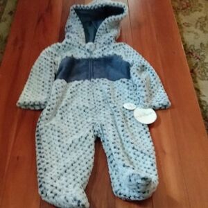 NWT Mini Bean 3-6 Months Faux Fur Hooded & Footed One-Piece Winter Coverall